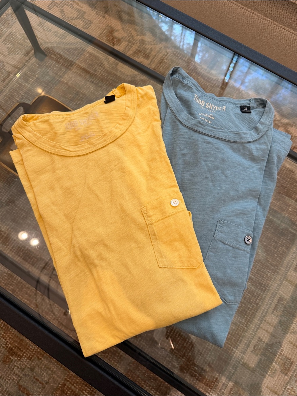 Todd Snyder men’s Short Sleeve Pocket Tees - Yellow & Blue